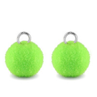 Pompom charm with loop 10mm - Silver-neon green